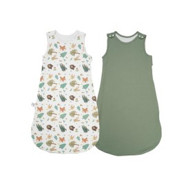 Baby Sleeping Bag 1 Tog,100% Cotton Wearable Sleeping Bag With Adjustable Snap Buttons and Side Zip, All Year Baby Sleep Sack 2 Pack For Girls Boys(Dark Green,60cm)