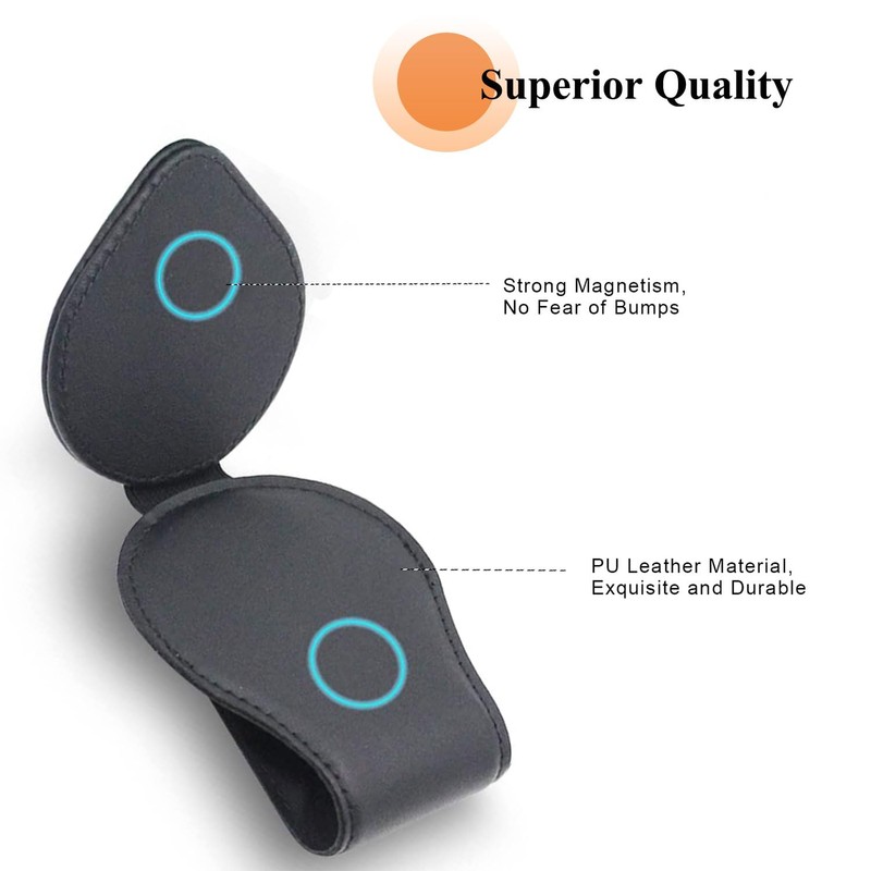 Car Sunglasses Holder Compatible with Cybertruck Sun Visor Magnetic Leather