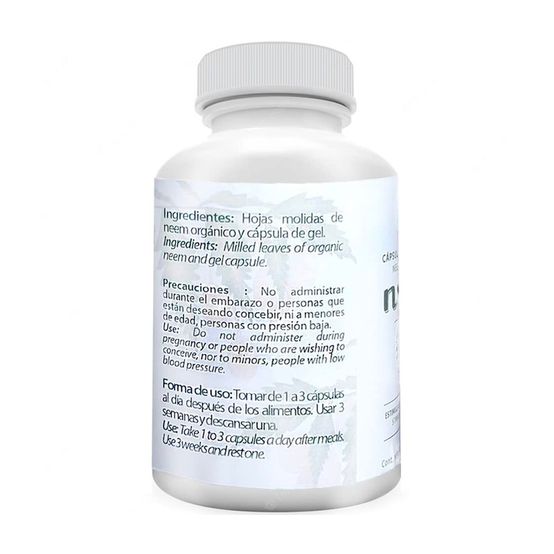 Cápsulas de Hoja de Neem (90 caps.) 400 mg c/u