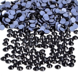 Bymitel Hotfix Crystal Rhinestones Round Gems Iron on DIY Jewelry Making Flat Back for Crafts,Black, 3mm(SS12/2880pcs)