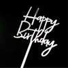 Decoración acrílica para tartas de feliz cumpleaños (espejo plateado)