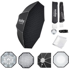 Godox Softbox Godox 150CM/59Inch Quick Release Umbrella Octagonal Softbox,Bowens Mount with Removable Front and Inner Diffusers/Grip/Diffuser Plate for Photography, Live Streaming,Location Portrait