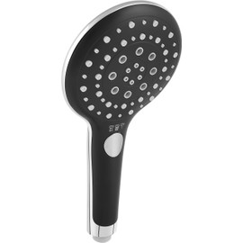 Cornat TECB3427 Pecorino Hand Shower Head Diameter 129 mm Chrome-Plated / Black 3 Jet Types: Normal, Soft & Massage Jet Anti-Limescale and Water-Saving Insert / Shower Head for Shower and Bathtub