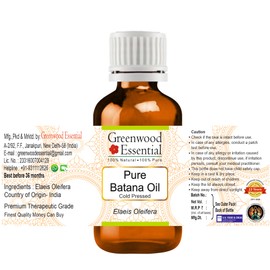 Greenwood Essential Pure Batana Oil (Elaeis oleifera) Cold Pressed 10ml (0.33 oz)