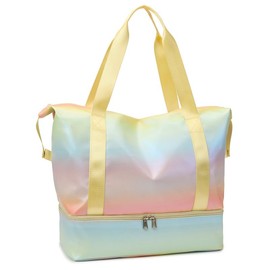 Travel Bag, Large Waterproof Travel Bags, Foldable Travel Bags, Lightweight Foldable Duffel Bags for Weekender Men Women, 41 x 22 x 33 cm, yellow