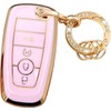 Rilnaewn Keyless Entry Systems for Ford Key Fob Cover Fit for Ford Explorer Fusion Escape Edge Expedition F150 F250 F350 F450 F550 Maverick Mustang Smart Key (Pink-Gold, 4-Button-A)