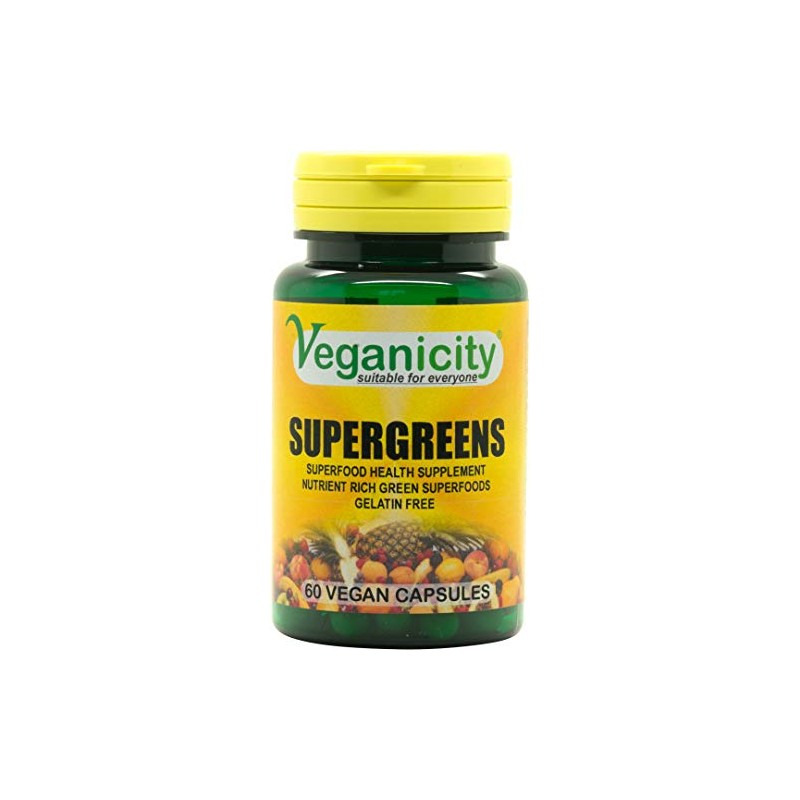 Veganicity SuperGreens 500mg Capsules : Superfood General Health & Well-Being