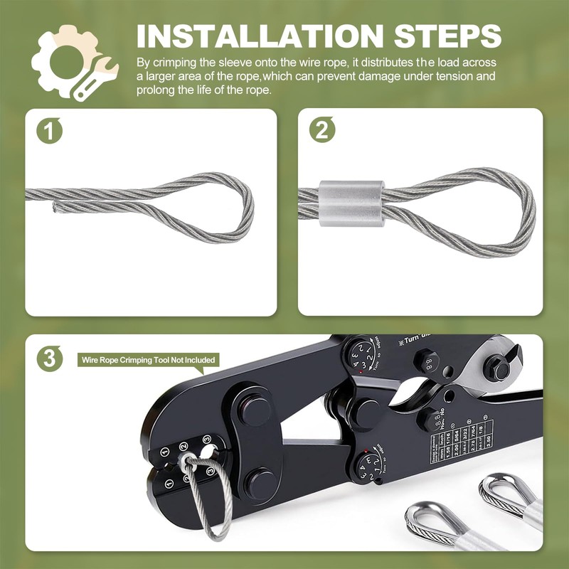 Jamiikury 4pcs M12 Aluminum Cable Crimps, Crimping Loop Sleeve Wire