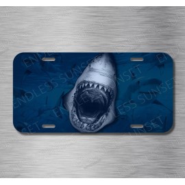 Amel Shark Attack Great White Shark Jaws tiburón Ocean License Plate Front Auto Tag