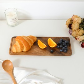 Bamxzoo Premium Quality Durable Walnut Long Rectangular Wooden Plate 10"-100% Natural Wood Serving Plate for Coffee Table-Great Home Decor Platter for Breakfast & Dining