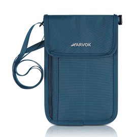 Arvok Neck Pouch Chest Bag with RFID Blocking for Women/Men, Lightweight Travel Purse Bag Safety Shoulder Bag for Passport, Credit Cards, Coins and Travel Accessories, blue, Modern