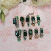 ArtiPrint Press on Nails Set with Emerald Green Large Rhinestones