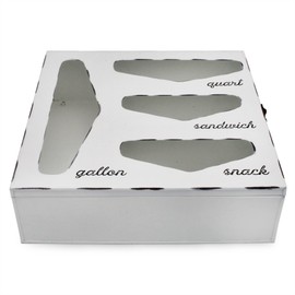 AuldHome Enamelware Kitchen Bag Organizer (White), Farmhouse Style Holder Compatible with Zipper Seal Kitchen Storage