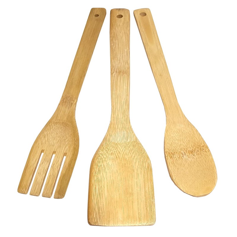 Bamboo Wood Kitchen Utensils Set - Kit of 3 Kitchen