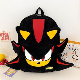 Cartoon Backpack Sonic Shadow Black Plush Backpack For Youth Mens and Womens Travel Bag - Color: Black