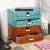 PACKGILO Wooden Storage Box Rustic Desktop Organizer with 2 Drawers