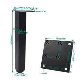 Ulifestar 4 Pack Adjustable Furniture Legs, 250mm/10'' Black Aluminum Alloy Support Feet Heavy Duty Replacement Legs for Sofa Bed Desk TV Cabinet Couch Coffee Table Sideboards Cupboard Dresser