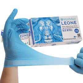 100 Pcs Nitrile Disposable Gloves by Vastmed | Powder-Free, Latex-Free, Textured Fingertips, Durable Multi-Purpose Gloves - Blue X-Small