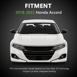 XTWEEX Floor Mats Fit for 2018-2022 Honda Accord (Include Hybrid Models) -3pcs 1st & 2nd Row Black All-Weather Protection Floor Liner TPE Car Liners