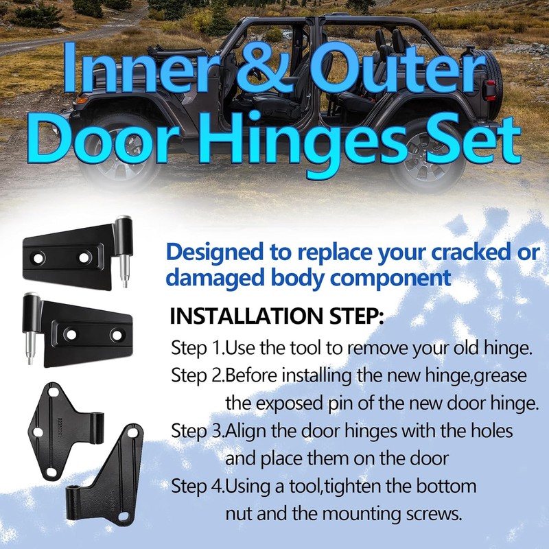 16PCS Body Door Hinge Sets Compatible with 2007-2018 Wrangl-er JK