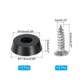 PATIKIL Cutting Board Feet, 12 Pack Round Rubber Feet Bumpers Non Slip Bumper Pads with Stainless Steel Screws for Furniture Chairs Desks Electronics (0.12" Wx0.22 H)