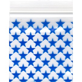 Apple Baggies 2020 Apple 100 Mini ZIPPER-SEAL Bags PRINTED Design 2" X 2" (STAR)