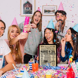 Stuff4 9th Anniversary Poster Framed - Married In 2016 Newspaper - Happy 9 Wedding Anniversary for Men Women Retro Vintage Gifts Back In 2016, 8x10 Inch Anniversaries Posters