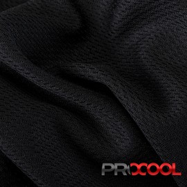 ProCool® Dri-QWick™ Jersey Mesh CoolMax Fabric (Black) | Made in USA - Sold by The yard | Breathable, Hypoallergenic, Stay Dry, CPSIA Certified, Chemical Free, Dri Quick