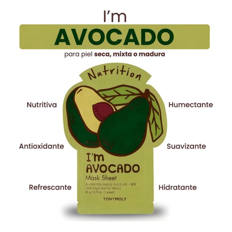 Mascarilla Facial Aguacate Nutricin Y Antiedadtonymoly Tipo de piel Seca