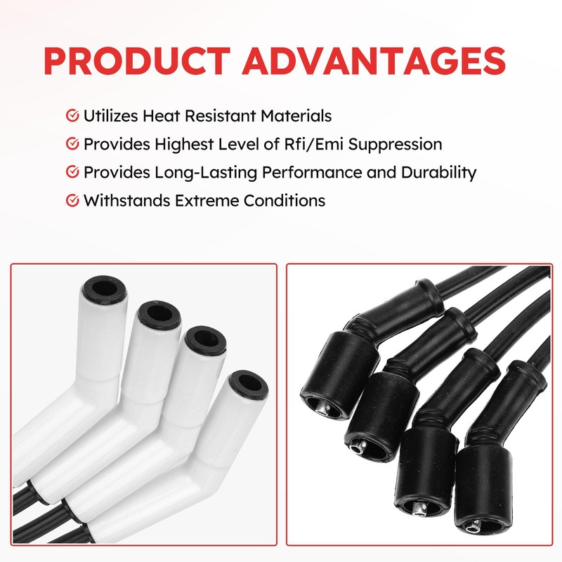 9070C Ceramic Boot Spark Plug Wires Set Extreme 9000 Ceramic