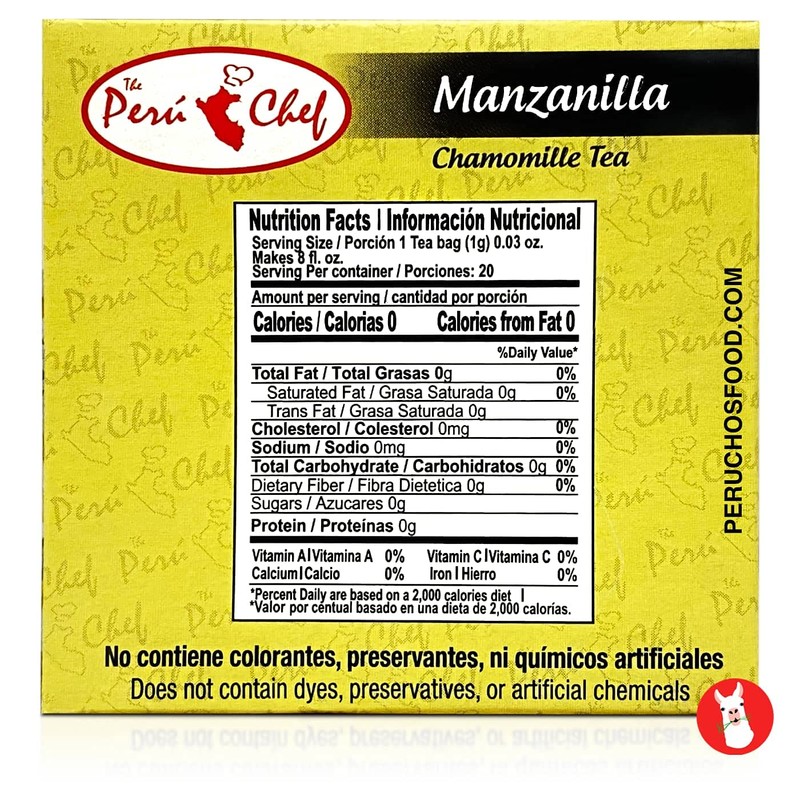Peru Chef 20 Sobres filtrantes de Te de Manzanilla Digestivo