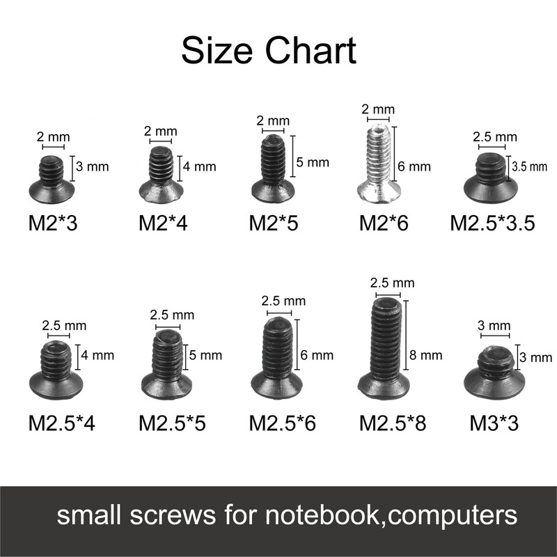 Yenghome 498 Pcs M2 M2.5 M3 Notebook Computer Laptop Screws