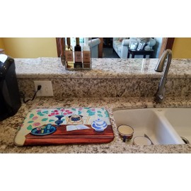 Caroline's Treasures 7253DDM Pug Dish Drying Mat Absorbent Dish Drying Mat Pad for Kitchen Counter Dish Drainer Mat for Countertop, 14 x 21", Multicolor