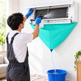 Air Conditioner Cleaning Bag Kit with Drain Hose, Waterproof AC Cleaning Cover for Wall-Mounted Split Air Conditioners