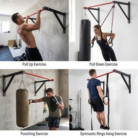 Wall Mounted Pull Up Bar, Heavy Duty Chin Up Bar Wall Mount for Home Gym Workout 500 lbs Weight Capacity Multi-Grip Strength Training Pull-Up Bars for Garage Gym
