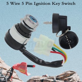 Amavoler 2 PCS 5 Wire 5 Pin Ignition Key Switch Replacement Fit for 50cc 70cc 90cc 110cc 125cc 150cc 200cc 250cc Go Kart Dune Buggy ATV.