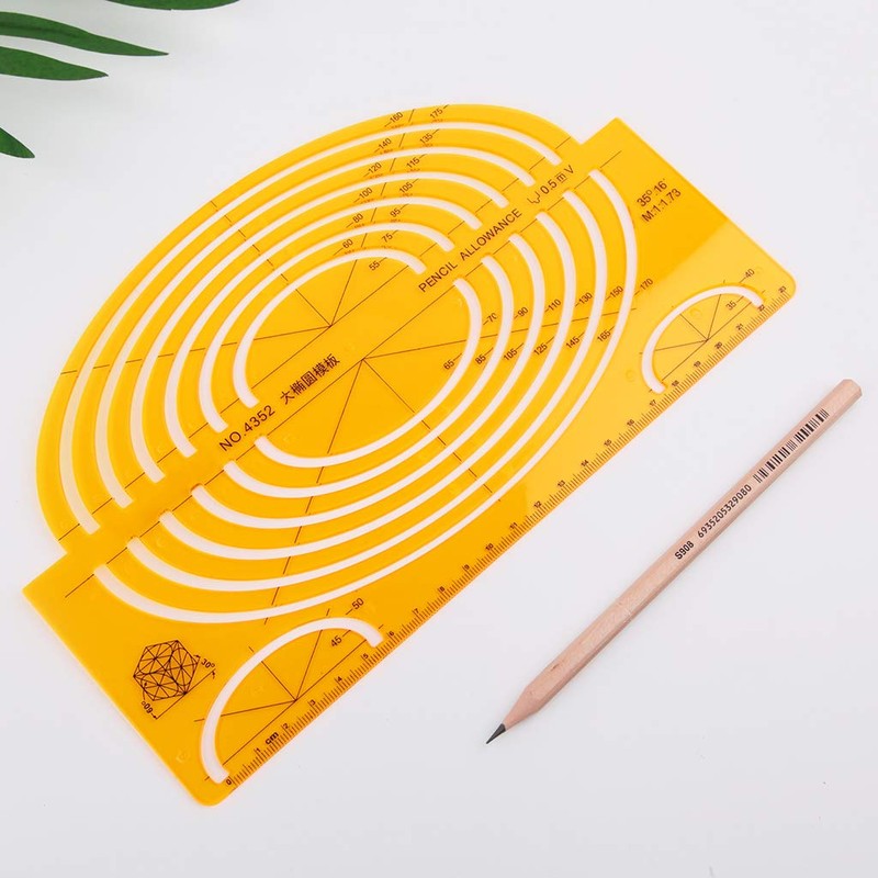 Kinmy Template Ruler Resin Oval Drafting Template Large Isometric Ruler