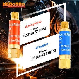 Mgoodoo 4Pcs Oxygen Acetylene Flashback Arrestors Set Torch End Standard "B" Size 9/16-18 Threads