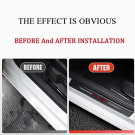 4pcs for Hyunda i Elantra Car Door Sill Protector Stickers, Car Door Edge Guards Protectors, Carbon Fiber Leather Front Rear Door Sill Scuff Plate Guard Car Door Protector Decorative Sticker