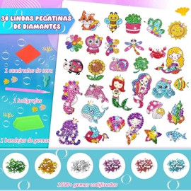 Pegatinas de pintura de diamantes para niños con herramientas de pintura de bricolaje, kit de pintura de diamantes para niños, lindas manualidades/regalos para niñas y niños (4-12 años)