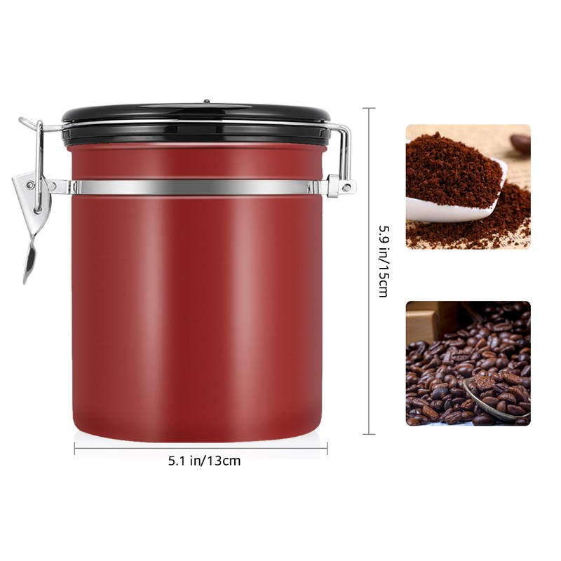 1.5L 304 Stainless Steel Airtight Coffee Beans Container Storage Canister