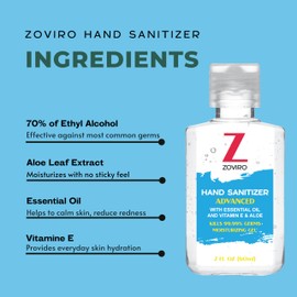 Zoviro Hand Sanitizer Gel, 2 Fl Oz Flip-Cap Bottle, Moisturizing with Essential Oils and Aloe, Refreshing Scent, Rinse-Free Formula, Mini Hand Sanitizer Travel Size (Pack of 50)