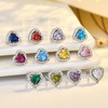 Birthstone Earrings Heart Birthstone Stud Earrings Cubic Zirconia Birthstone Earrings