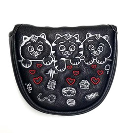Golf Headcover Putter Cover Mallet Odyssey 2 Ball Tailor Made Spider Putter Magnetic Cute Cat Heart Cat (Black Half-Round Mallet)