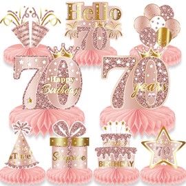 70th Birthday Decorations, Girls Birthday Party Supplies, Honeycomb Table Topper For Birthday Party Decorations, 18th Birthday Decorations Set for Girls (70TH)