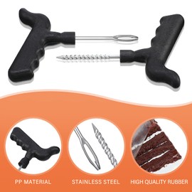 Frienda 32 Pieces Tire Repair Kit with Plug Kit T Handle Tire Repair Tools to Fix Punctures and Plug Flats for Truck, Rv, SUV, ATV, Motorcycle, Car, Tractor, Trailer