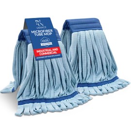 2 Pack - Replacement Heavy Duty Microfiber Mop Head | Robust, Blue, Machine Washable, Extra Absorbent, Extra Large, for Industrial, Commercial & Floor Cleaning - Hardwood, Tile, Laminate, Vinyl Floors
