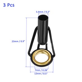 M METERXITY 3 Pack Fishing Rod Tips Repair Kit - Stainless Steel Ring Guide Replacement, Corrosion-Resistant, Apply to Fishing Rod (5mm Tube Dia, Black)