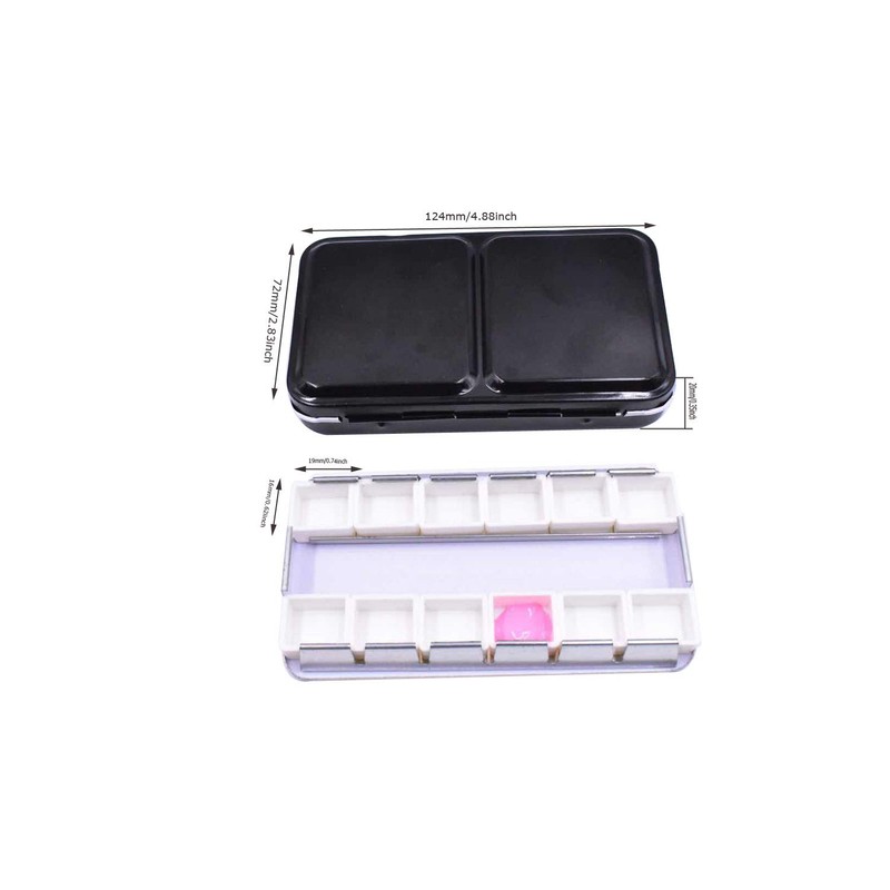 Empty Watercolor Tins Palette Paint Case with 12 Pcs Half