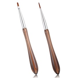 2pcs Nail Art Brushes Pen Flowers Drawing Pen Versatile Nail Drawing Pens Acrylic Round Flat Painting Brush for Petals Leaves and Intricate Art Designs (Dark brown)